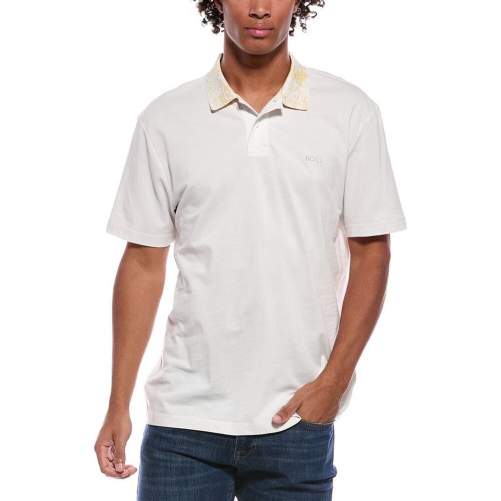 Hugo Boss Mens Boss  Tire Collar Polo Shirt, Brown